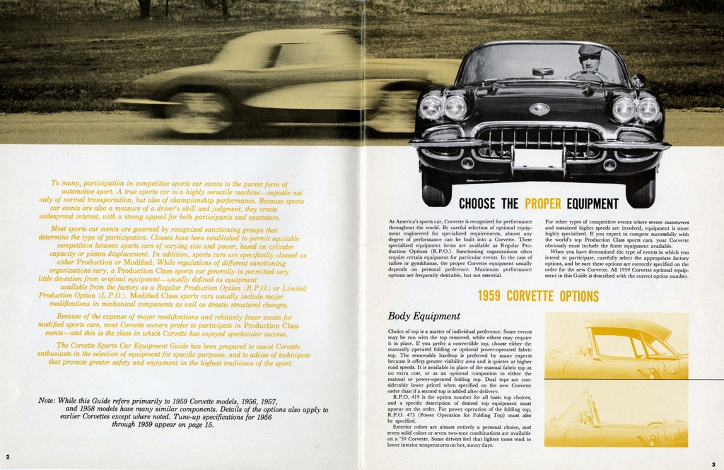 1959 Corvette Equipment Guide Page 3
